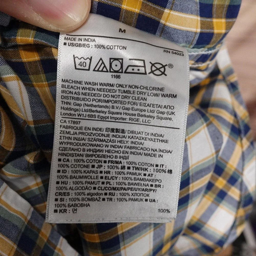 Banana Republic Shirt M Plaid Long Sleeve Button-Up Slim Fit Custom 078 Wash